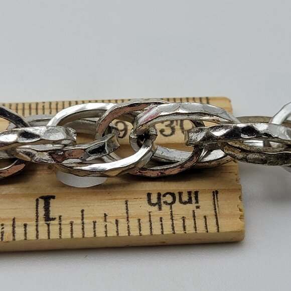 Crown Trifari Silver Tone Heavy Woven Chain Statement Necklace 31" Toggle Clasp - Picture 6 of 6